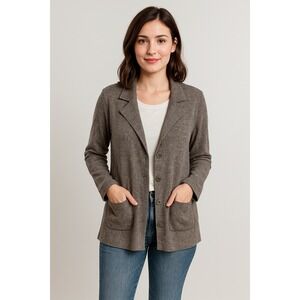 Eileen Fisher Knit Blazer Cardigan w/ Pockets Size M‎ Gray Casual Office